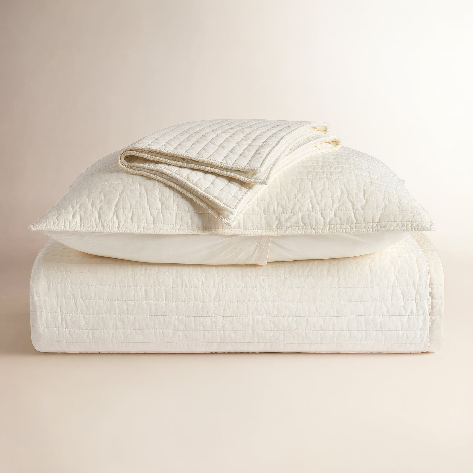 Oversized Cotton Sateen Channel Stitch Quilt Set - 3 Pieces King/Queen Bedding Comforter Set with Pillow Shams, All Season Lightweight Bedspread