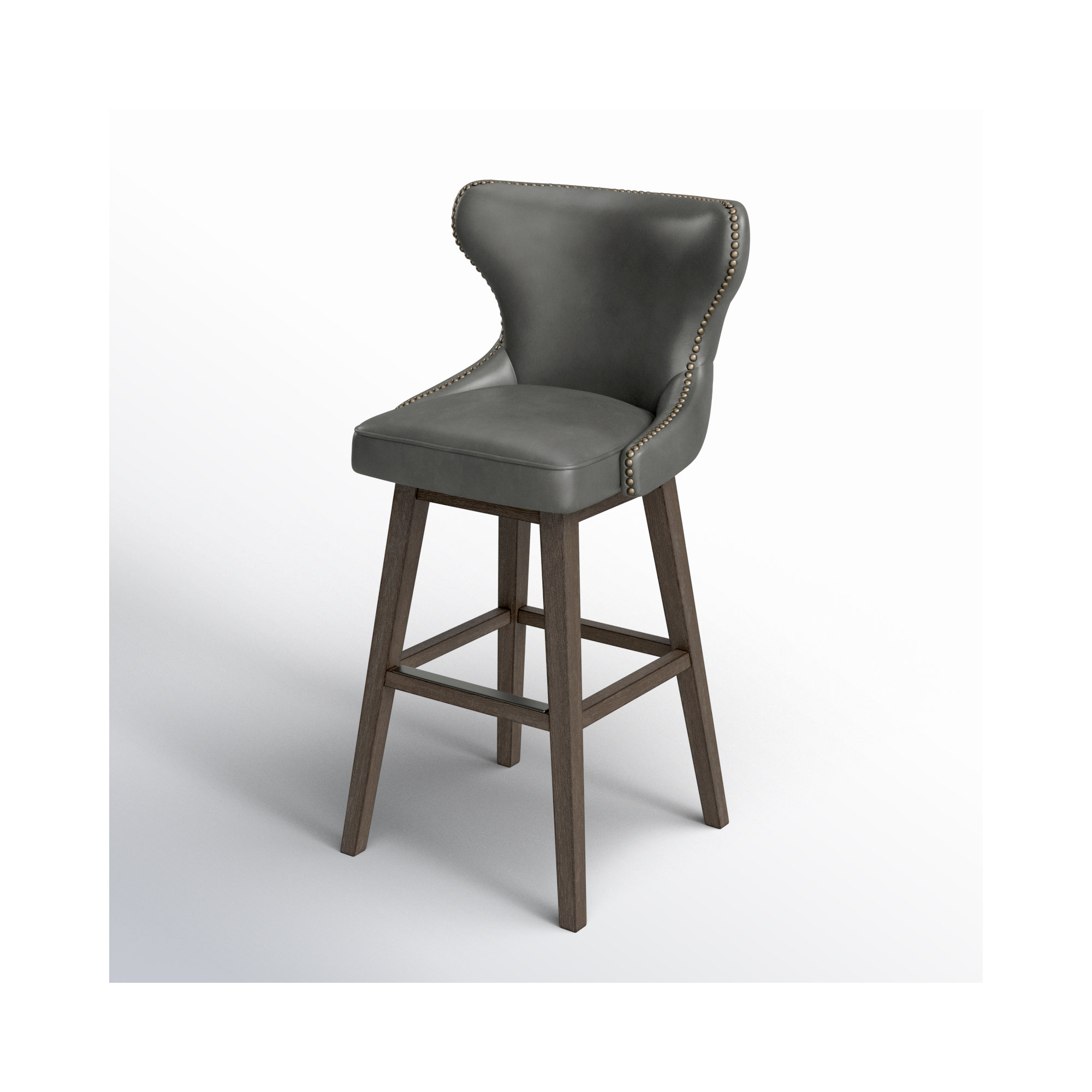 Caraline Leather Swivel Stool, Wax Elephant Faux Leather, Bar Stool ( 30" Seat Height)