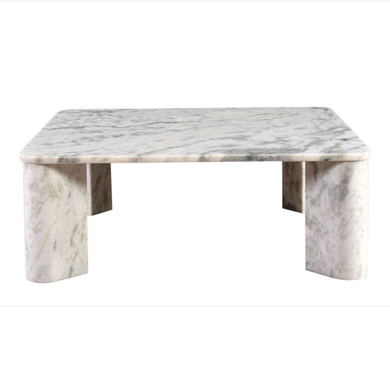 Adile Marble Coffee Table, White/Gray