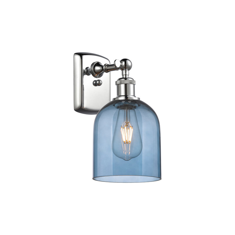 Anacaren Steel Armed Sconce, Princess Blue, Polished Chrome