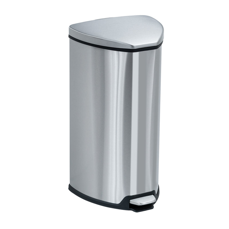7 Gallon Black Stainless Steel Pedal Trash Can