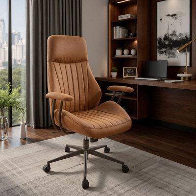 Vintage Faux Leather Executive Office Chair with 3-Position Recline
