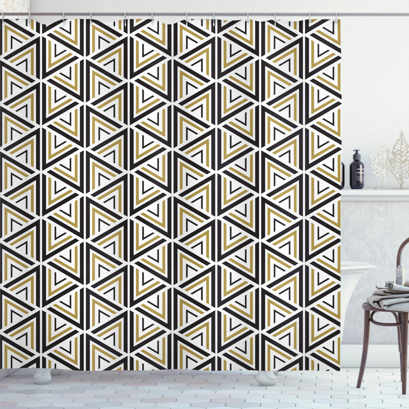 Berger Geometric Shower Curtain with Hooks Included, 69" W x 75" L