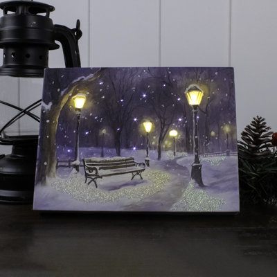 Park Bench Wonderland 8x6 Lighted Tabletop Canvas