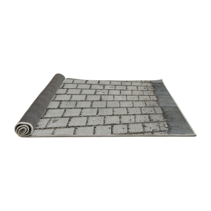 Tapis gris tissé à la machine, Rond 6 pi