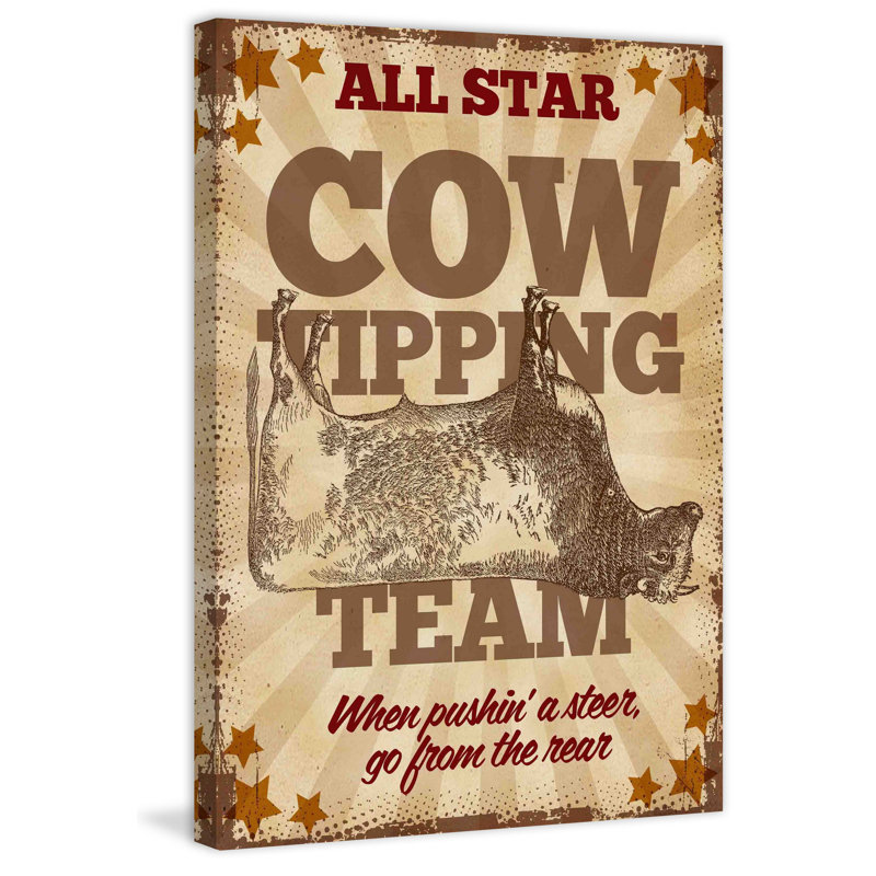 Cows Tipping - Wrapped Canvas Print, 114 cm H x 76 cm W
