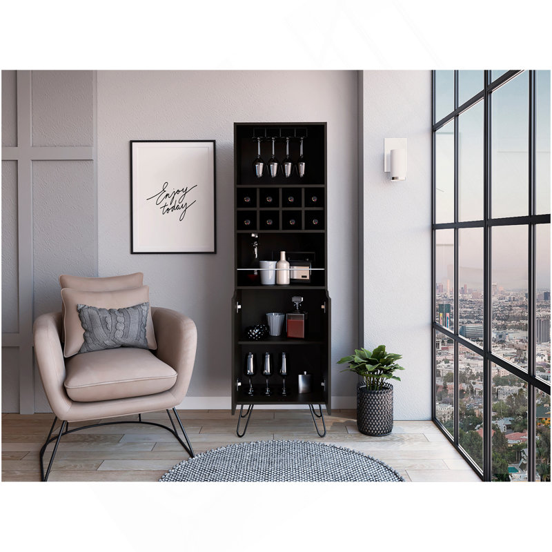 Armoire de bar 8 tablettes 8 bouteilles Wengé, Wengé