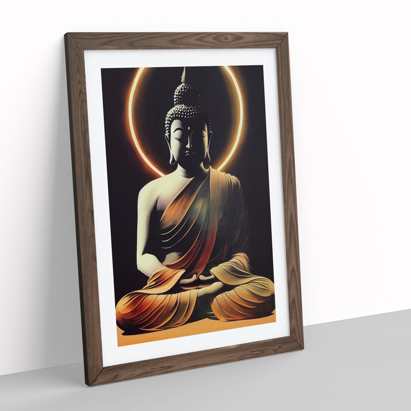 Thrilling Buddha - Framed Print, 64cm H x 46cm W x 2cm D, Walnut