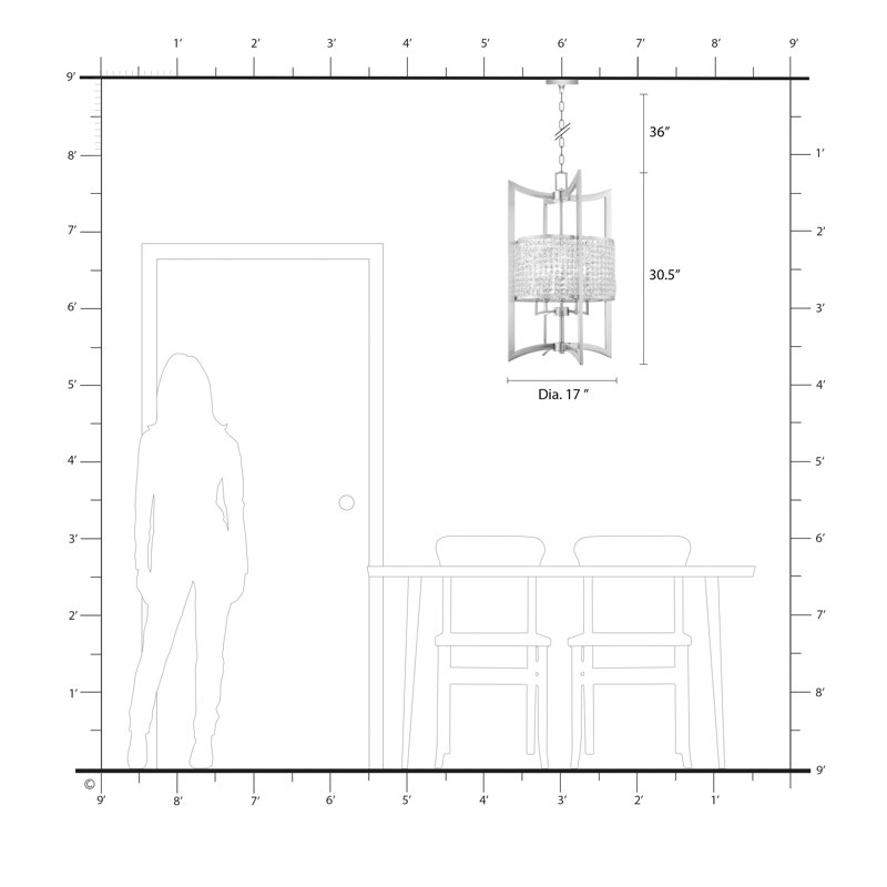 Lustre géométrique à 5 lumières Belisle, Nickel brossé