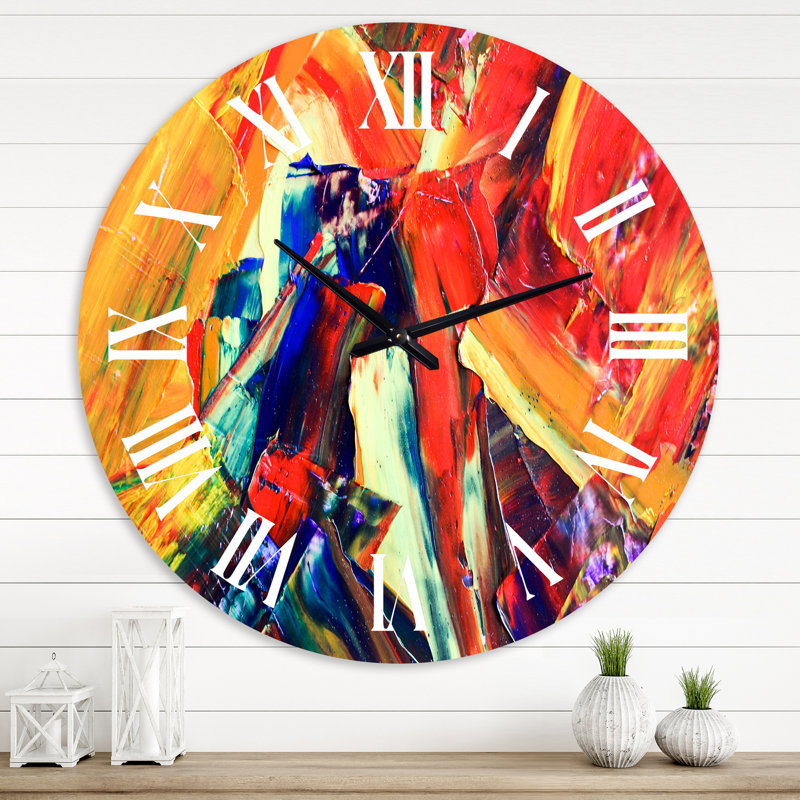 Huile sur toile texturée composition III - horloge murale moderne, Grand