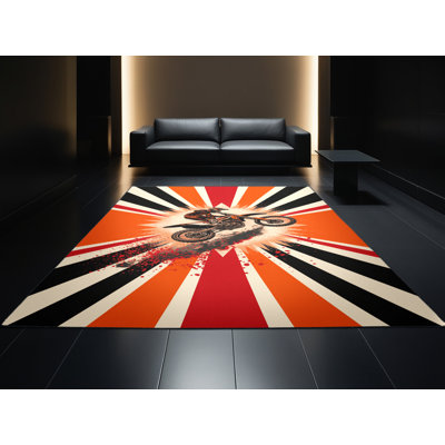 Tapis rouge moelleux moelleux et éclectique à motif de sauts de saleté Erhart