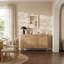 Buffet Seyla 55 po avec pieds en bois massif, 4 tablettes réglables et 4 portes cintrées et cannelées, beige-571009473-571009475