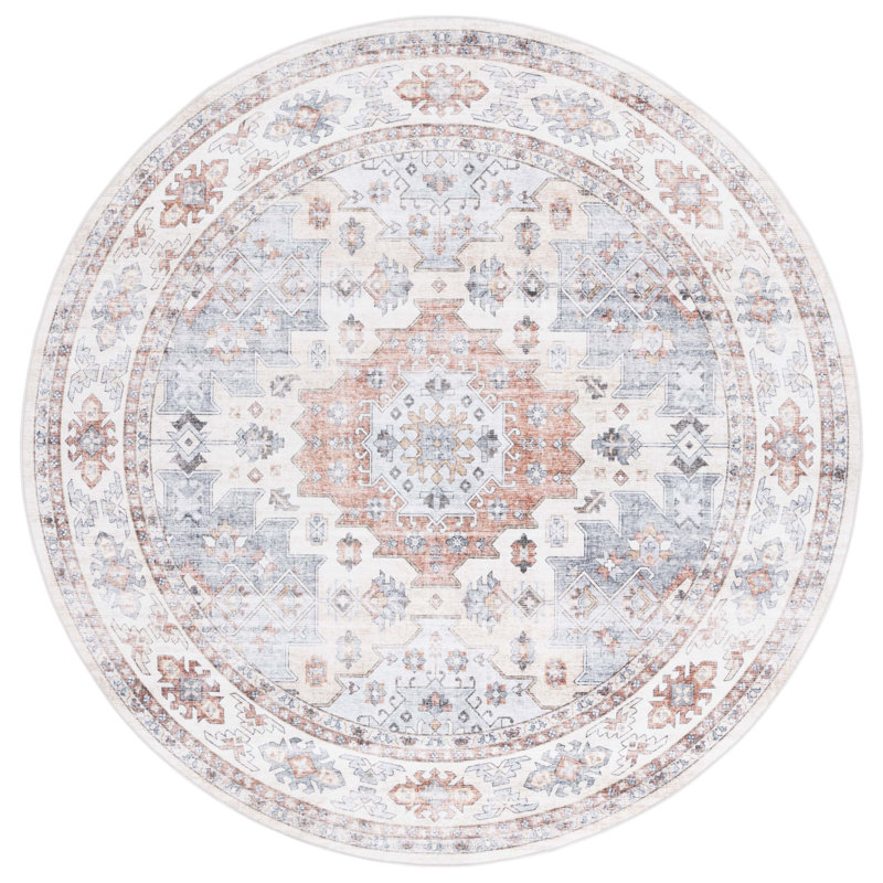 Abigal Performance Machine Washable Oriental Rug, Round 6'