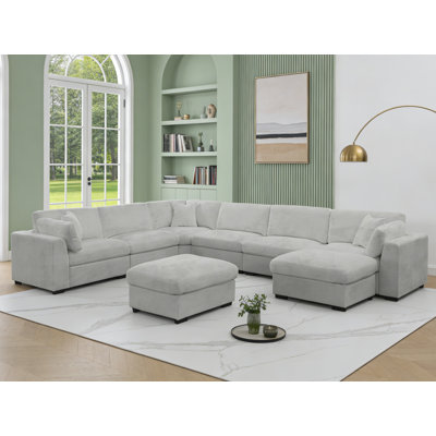 8-Piece Modular Sectional Sofa With 2 Ottomans, U-Shaped Configurable Living Room Couch