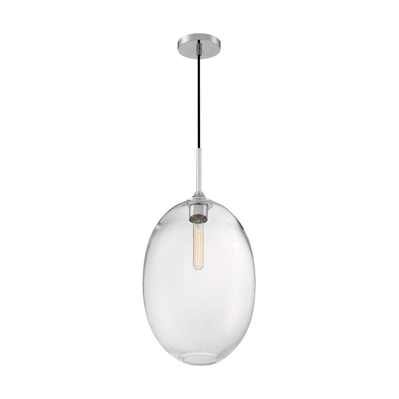 Luminaire suspendu à 1 lumière Paule, Nickel poli, H 23,25 po x l 11,63po x P 11,63 po