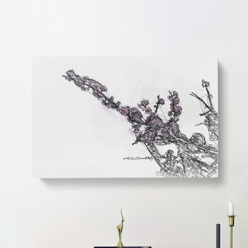 Pink Cherry Blossom Tree In Abstract - Wrapped Canvas, 40cm H x 60cm W x 3cm D