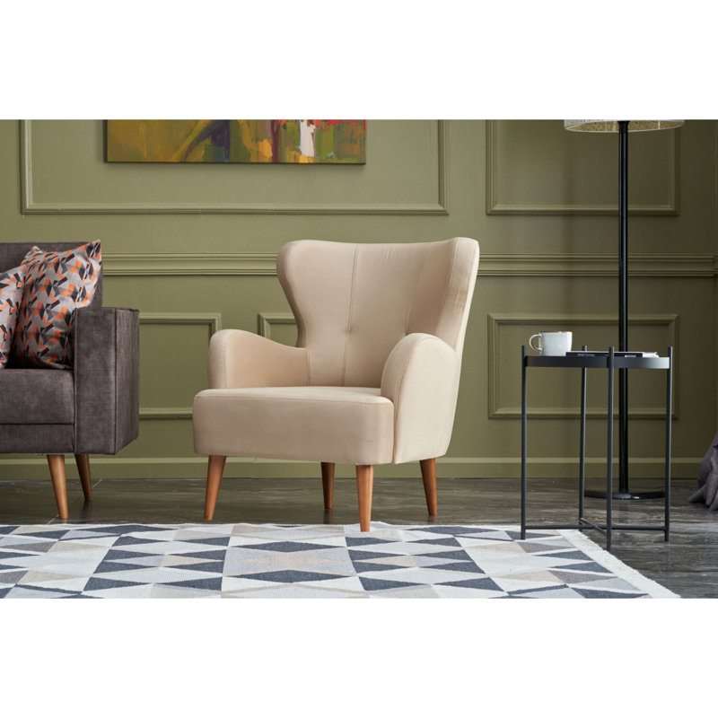Fauteuil en velours l 31,5 po Truet, Crème