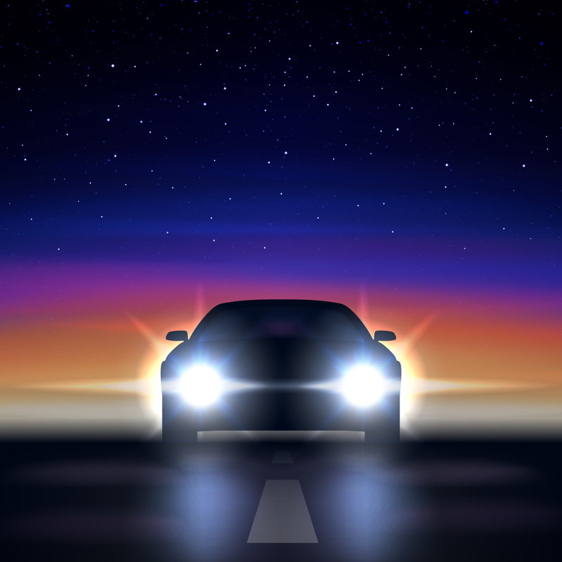 Car With Headlights Illustration by ValeryBrozhinsky - Wrapped Canvas Print, 30cm H x 30cm W x 3.8cm D