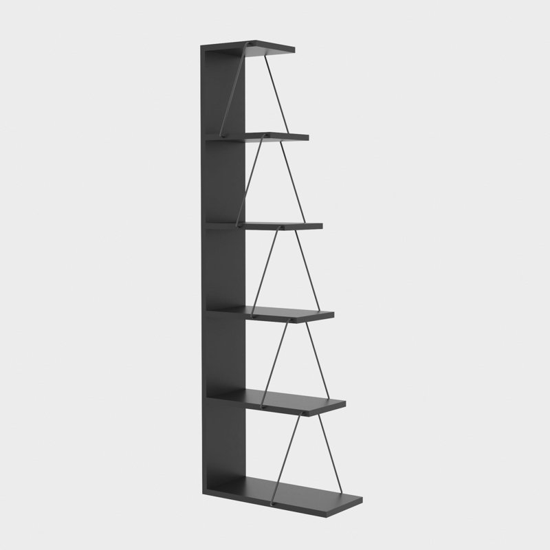 Burlingame Corner Bookcase, Anthracite/Black