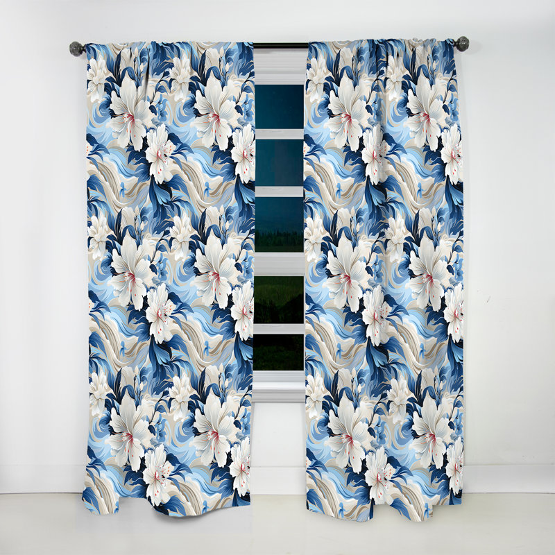 Motif tropical Seaside Reflections - Rideau floral - Velours obscurcissant - 1 panneau, L 52 po x L 84 po