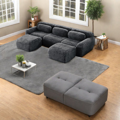 Canapés modulaires modernes en forme de U, tissu moelleux, conception antidérapante pour le cinéma maison
