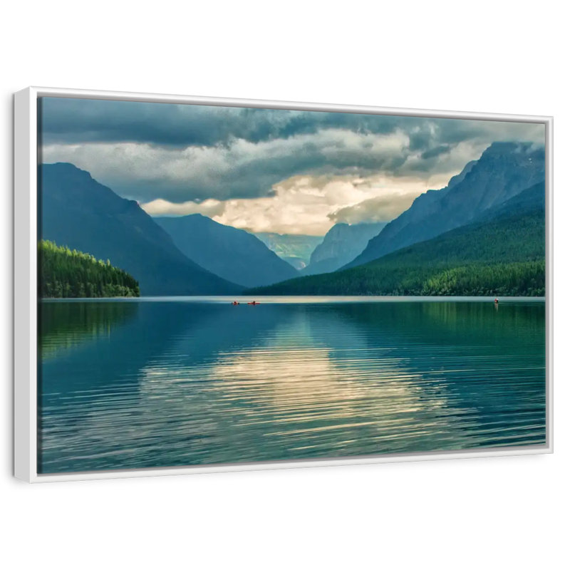 Scène du lac Glacier, Cadre flottant blanc, 37 po x 25 po