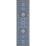 Greer Hand Tufted Wool Floral/Oriental Area Rug in Denim/Brown/Cream/Tan/Teal