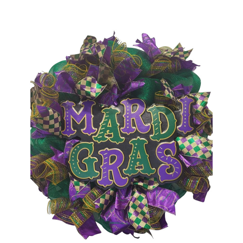 Mardi Gras Deco Mesh Wreath