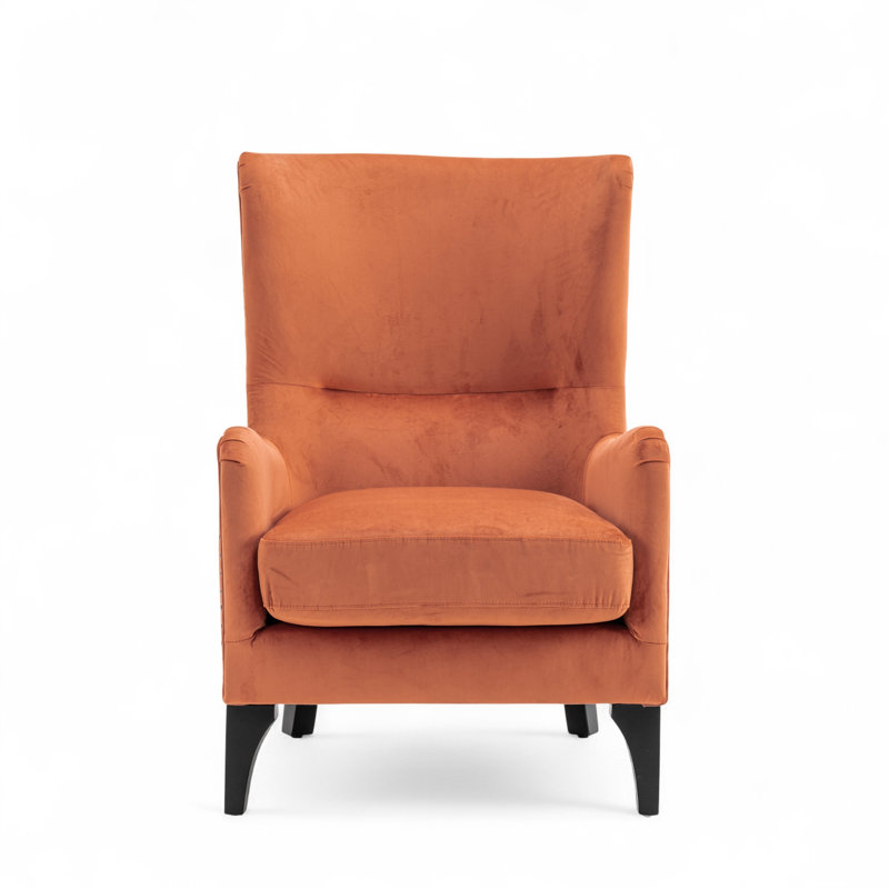 68cm Wide Tufted Wingback Chair, Orange Velvet