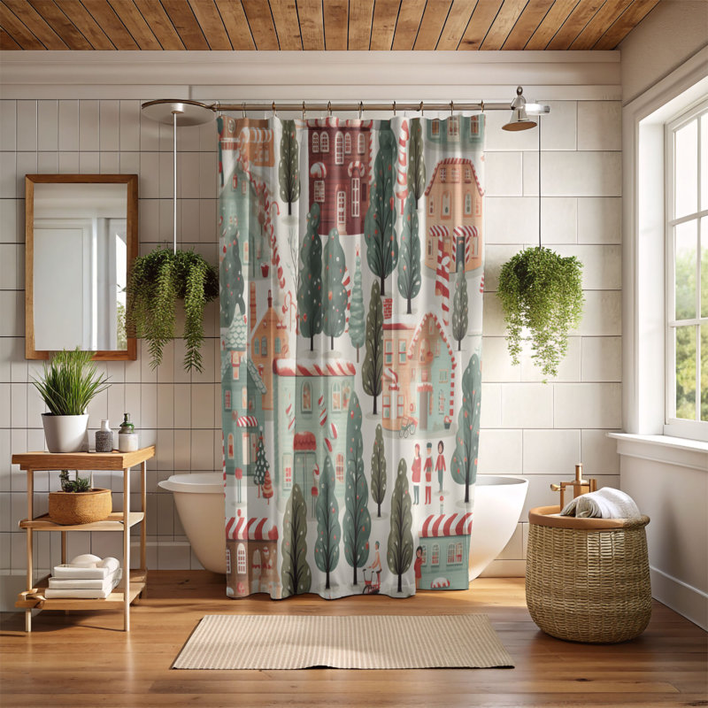 Rideau de douche Peppermint Street - Premium, H 74 po x l 71 po