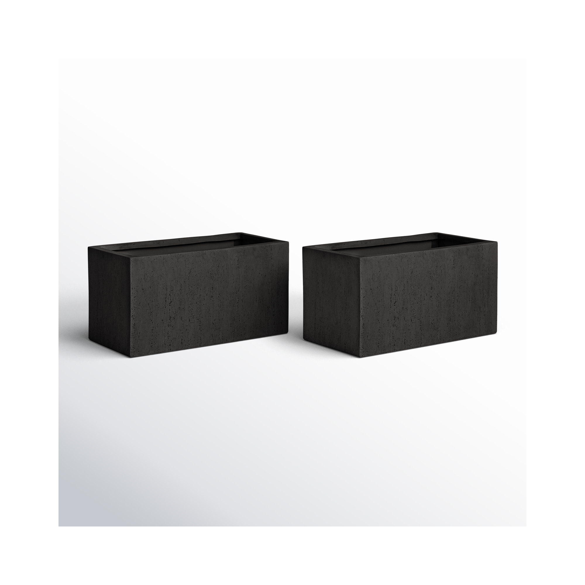 Shiner Lightweight Concrete Planter Box Set, Black, 2, 18" H x 35.25" W x 18" D