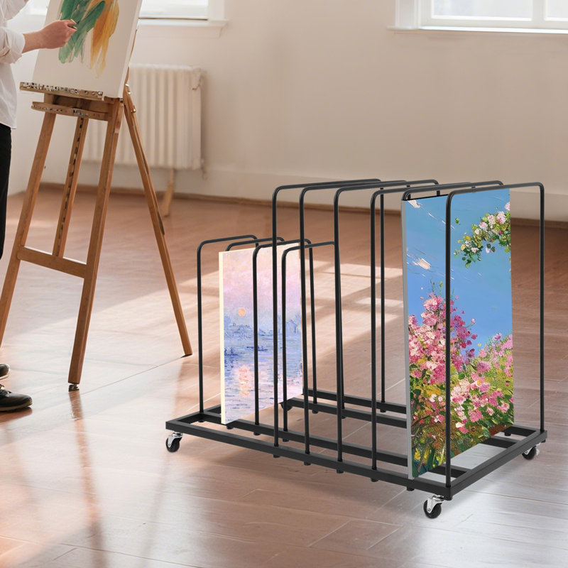 Artwork Storage Stand With Wheels, Black