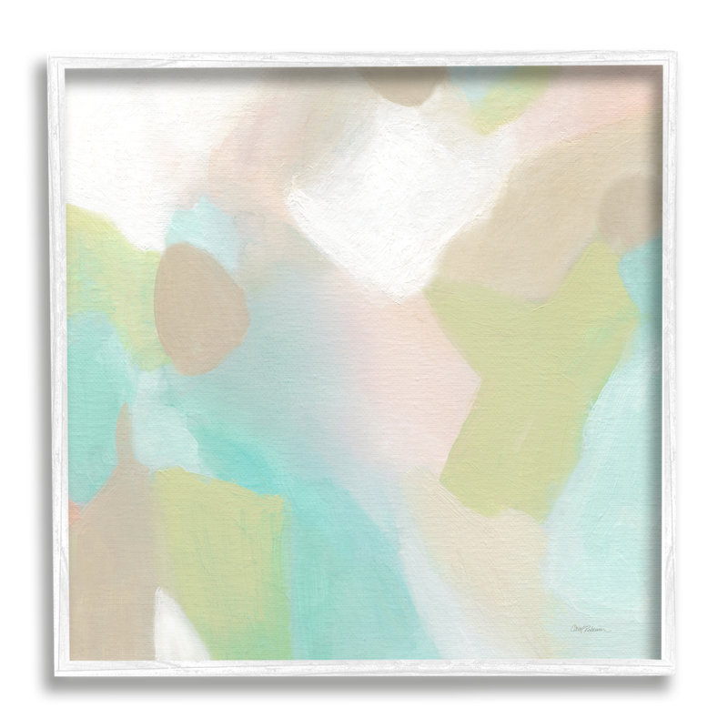 Moderne, formes pastel fluides, vert doux, giclée, art texturé par Carol Robinson, L 12 po x H 12 po