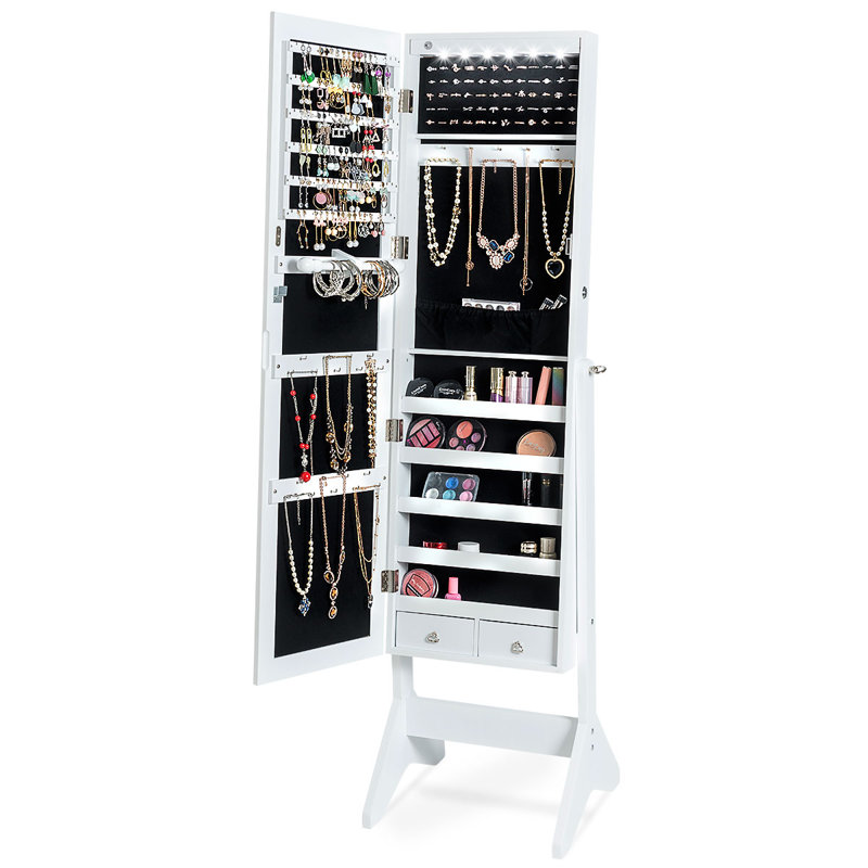 Armoire à bijoux avec miroir, Blanc