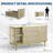 Fluted Sideboard Buffet Cabinet, Kitchen 59in Large Credenza Storage Cabinet Media TV Console Table with 6 Drawers and 2 Sliding Doors for Living Room Entryway-1156070259