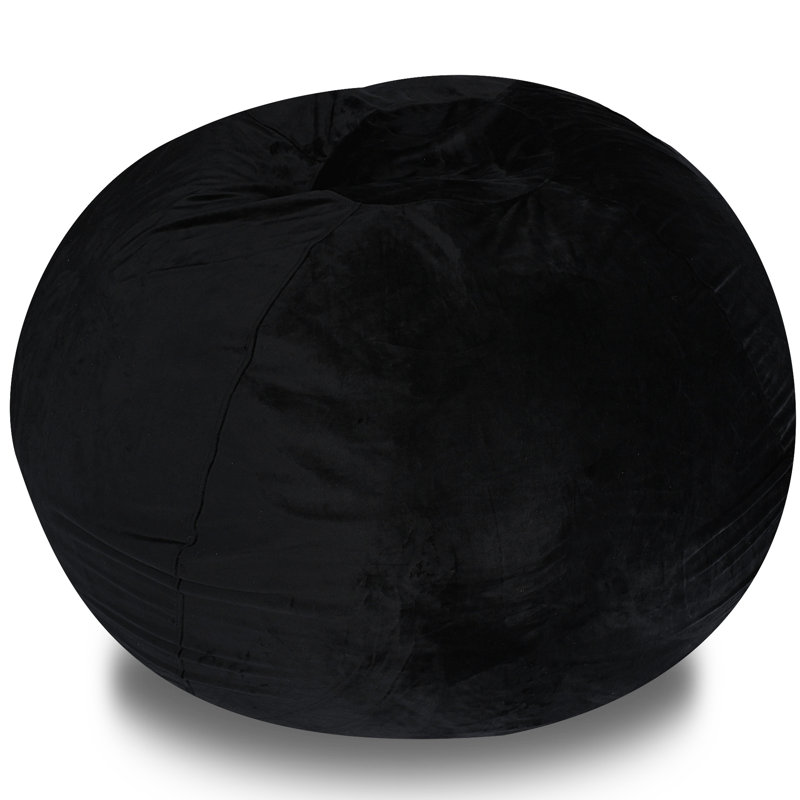 Fauteuil à billes en velours noir 4 pi, pour utilisation catégorisée, housse lavable, tissu extensible, fauteuil de chambre confortable, rembourré de mousse déchiquetée et de mémoire