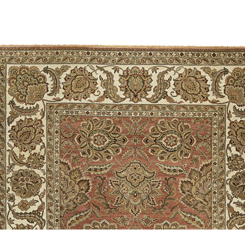 Tapis rouille et ivoire noué à la main de haute qualité