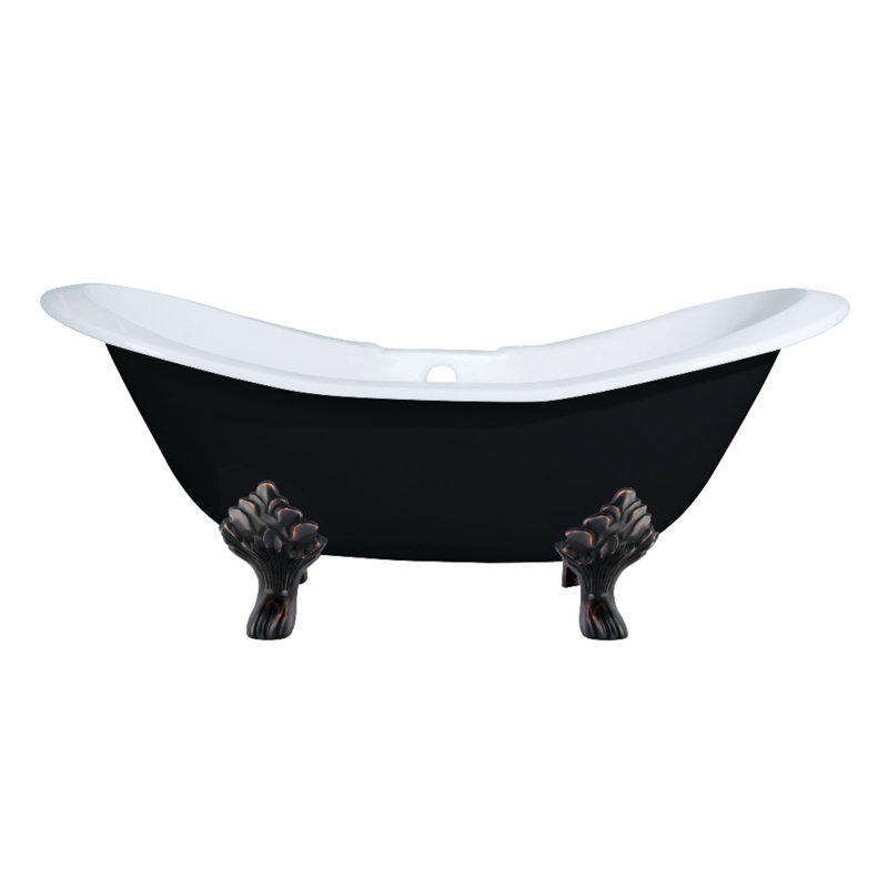Baignoire sur pattes ovale en fonte 72 pouces Kingston Brass Aqua Eden, Noir / blanc / bronze huilé