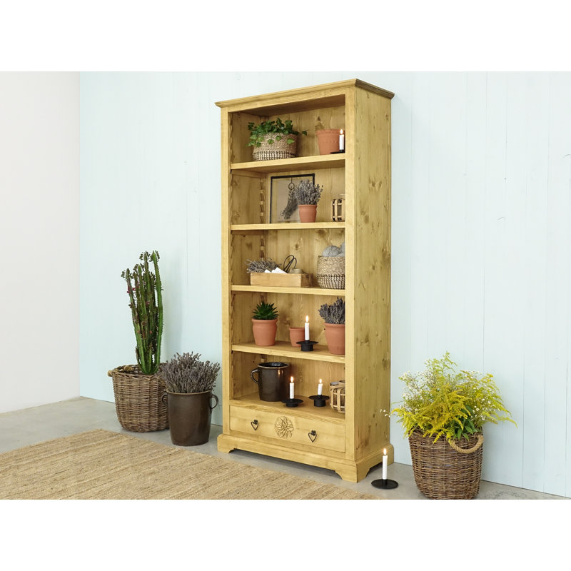 Ortego 200cm H x 90cm W Solid Wood Standard Bookcase