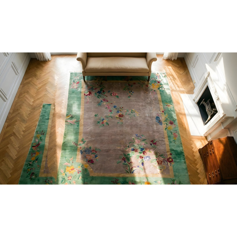 Antique Allover Floral Art Deco Chinese Design Room Size Area Rug