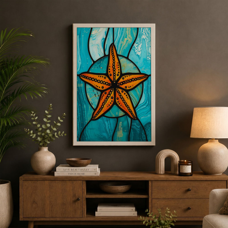 Starfish in Motion Coastal - Wrapped Canvas, 24x16 - 61.0 x 40.6 cm, White Border
