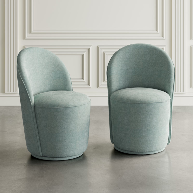 Hollomon Mid-century Modern Five Piece Dining Set With Upholstered Swivel Chairs, Blue