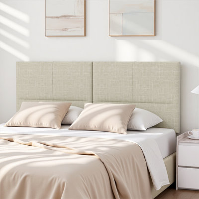 Upholstered Headboard Queen Size, Solid Wood Head Board with Sturdy Metal Legs, Linen Bed Headboard with Height Adjustable