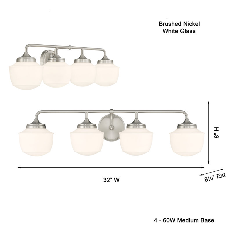 Cornwell 4 - Light Vanity Light, Brushed Nickel