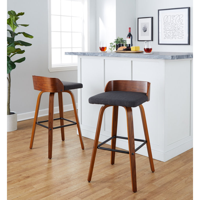 Swivel Upholstered Counter Stool, Black, Gray, Bar Stool (30" Seat Height)
