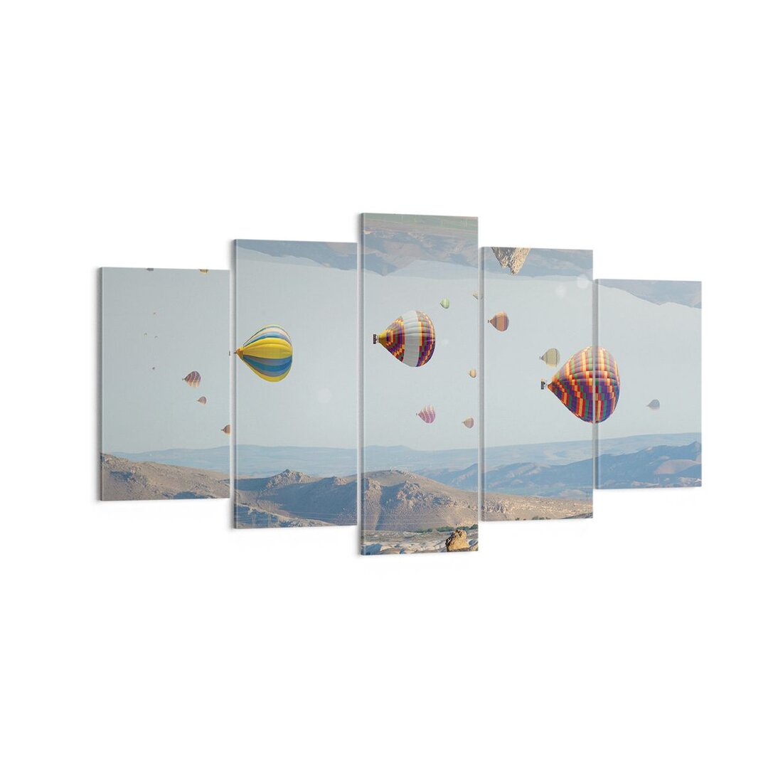 5-tlg. Leinwandbilder-Set Surrealism Flight Balloons