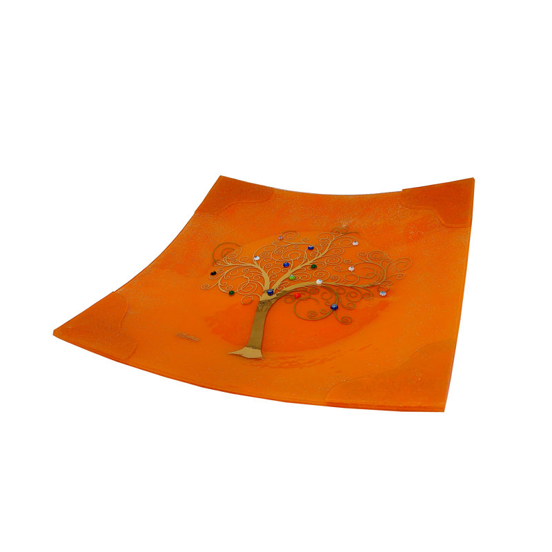 Clinkscales Glass Decorative Plate 1, Orange, 2cm H x 38cm W x 38cm D