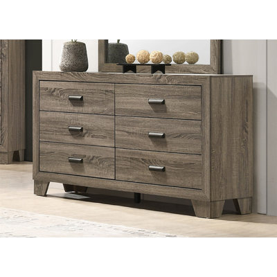 Mobilier de chambre 1 pièce à 6 tiroirs avec commode de rangement contemporaine en métal rustique gris rustique