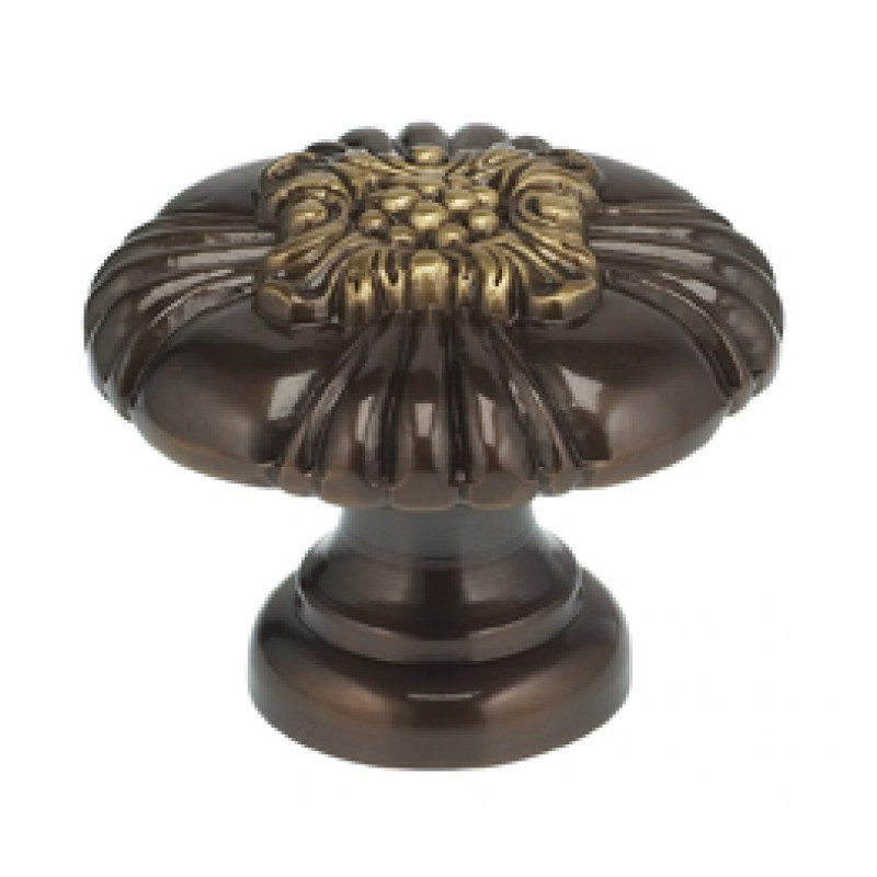 Poignée champignon ornée, H 1,13 po x l 1,13 po x P 1 po, Bronze ombré