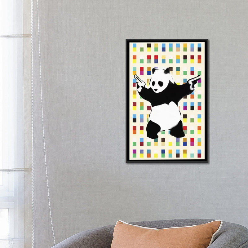 Street Panda, impression sur toile, H 26 po x l 18 po x P 1,5 po, Toile avec cadre noir, Pas de tapis
